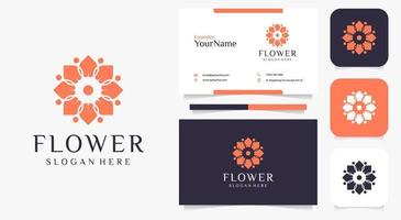 conjunto de logotipo de flor de hoja de línea femenina inspiradora vector