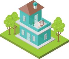 3D isometric smart home illustration natural environment vector