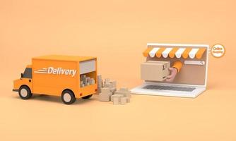 E-commerce concept, Shopping online and delivery service on computer application. photo