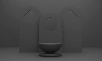 Semicircular podium for displaying business products. with a backdrop instead of a black studio room. Scene stage mockup showcase for product, sale, banner, presentation, cosmetic, offer. photo