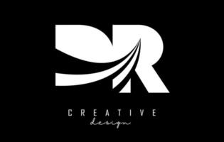 Creative white letters DR d r logo with leading lines and road concept design. Letters with geometric design. vector