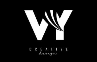 Creative white letters VY v y logo with leading lines and road concept design. Letters with geometric design. vector