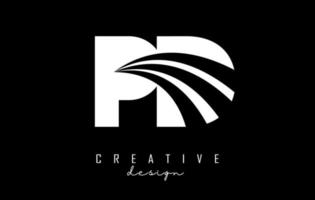 Creative white letters PD p d logo with leading lines and road concept design. Letters with geometric design. vector