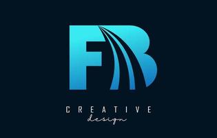 Creative blue letters FB f b logo with leading lines and road concept design. Letters with geometric design. vector