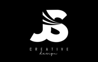 Creative white letters JS j s logo with leading lines and road concept design. Letters with geometric design. vector