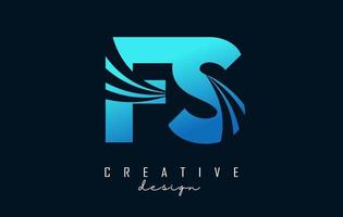 Creative blue letters FS f s logo with leading lines and road concept design. Letters with geometric design. vector