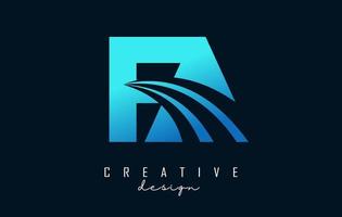 logotipo creativo de letras azules fa fa con líneas principales y diseño de concepto de carretera. letras con diseño geométrico. vector