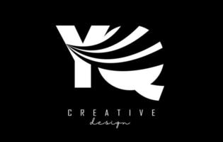 logotipo de letras blancas creativas yq yq con líneas principales y diseño de concepto de carretera. letras con diseño geométrico. vector