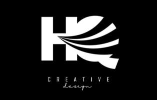 Creative white letters HQ h q logo with leading lines and road concept design. Letters with geometric design. vector