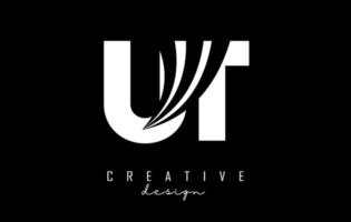 Creative white letters UT u T logo with leading lines and road concept design. Letters with geometric design. vector