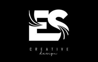 Creative white letters ES e S logo with leading lines and road concept design. Letters with geometric design. vector