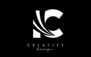 Creative white letters IC c b logo with leading lines and road concept design. Letters with geometric design. vector