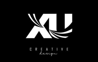 Creative white letters XU x u logo with leading lines and road concept design. Letters with geometric design. vector