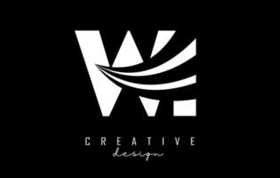 Creative white letters WI w i logo with leading lines and road concept design. Letters with geometric design. vector