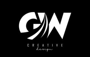 Creative white letters GW g w logo with leading lines and road concept design. Letters with geometric design. vector