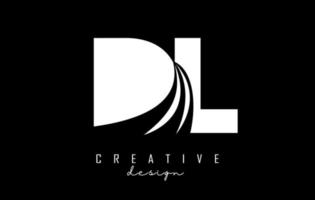 Creative white letters DL d L logo with leading lines and road concept design. Letters with geometric design. vector