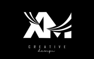 Creative white letters XM x m logo with leading lines and road concept design. Letters with geometric design. vector