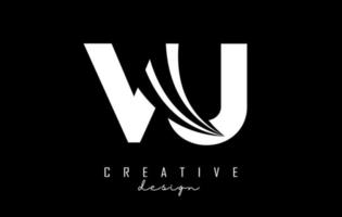 Creative white letters VU v u logo with leading lines and road concept design. Letters with geometric design. vector