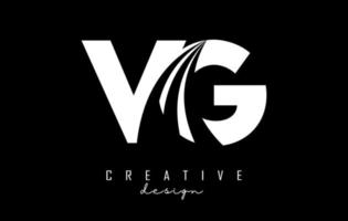 Creative white letters VG v g logo with leading lines and road concept design. Letters with geometric design. vector