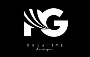 Creative white letters PG p g logo with leading lines and road concept design. Letters with geometric design. vector