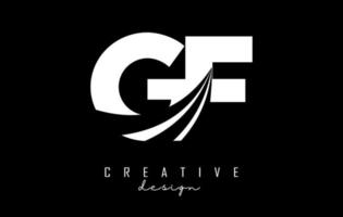 logotipo creativo de letras blancas gf gf con líneas principales y diseño de concepto de carretera. letras con diseño geométrico. vector