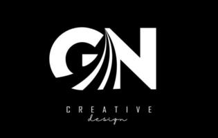 Creative white letters Gn g n logo with leading lines and road concept design. Letters with geometric design. vector