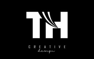 Creative white letters TH t h logo with leading lines and road concept design. Letters with geometric design. vector