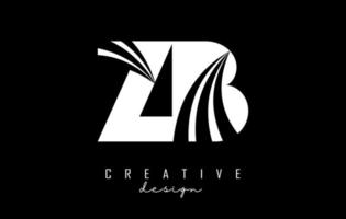 Creative white letters ZB z b logo with leading lines and road concept design. Letters with geometric design. vector