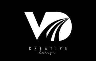logotipo creativo de letras blancas vd vd con líneas principales y diseño de concepto de carretera. letras con diseño geométrico. vector