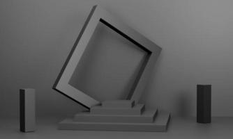 Square podium arranged in layers black picture frame It is noticeable presented. scene stage mockup showcase photo