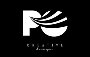 Creative white letters Po p o logo with leading lines and road concept design. Letters with geometric design. vector