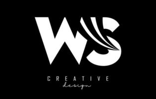 letras blancas creativas ws ws logo con líneas principales y diseño de concepto de carretera. letras con diseño geométrico. vector