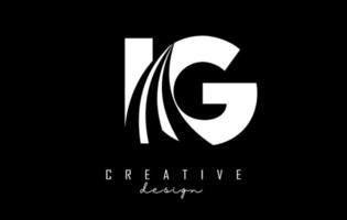 Creative white letters IG c g logo with leading lines and road concept design. Letters with geometric design. vector