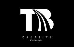 Creative white letters TB t b logo with leading lines and road concept design. Letters with geometric design. vector