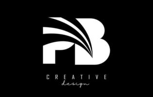 Creative white letters PB p b logo with leading lines and road concept design. Letters with geometric design. vector