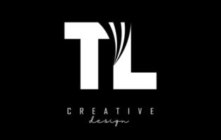 Creative white letters TL t l logo with leading lines and road concept design. Letters with geometric design. vector