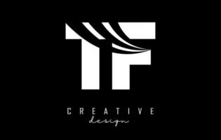 Creative white letters TF t f logo with leading lines and road concept design. Letters with geometric design. vector