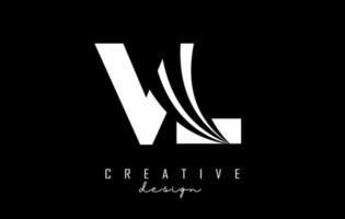 Creative white letters VL v l logo with leading lines and road concept design. Letters with geometric design. vector