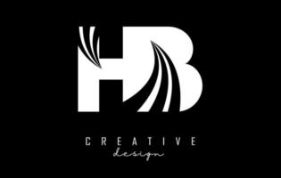 Creative white letters HB h b logo with leading lines and road concept design. Letters with geometric design. vector