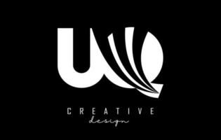 Creative white letters UQ u q logo with leading lines and road concept design. Letters with geometric design. vector