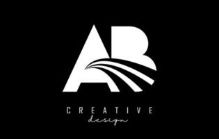 White letters AB a b logo with leading lines and road concept design. Letters AB with geometric design. vector