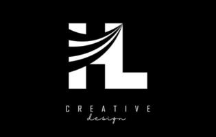 Creative white letters HL h l logo with leading lines and road concept design. Letters with geometric design. vector