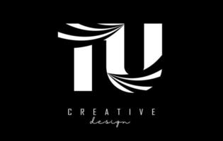 Creative white letters TU t u logo with leading lines and road concept design. Letters with geometric design. vector