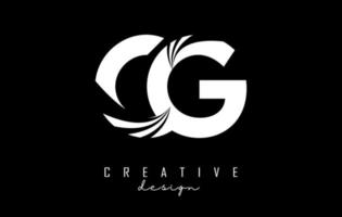 White letters CG c g logo with leading lines and road concept design. Letters with geometric design. vector