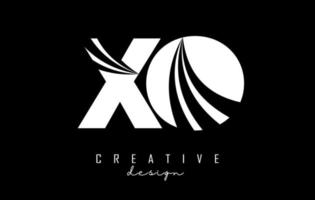 Creative white letters XO x o logo with leading lines and road concept design. Letters with geometric design. vector