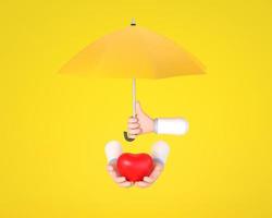 concepto de conexión de atención médica. protección de la salud. atención médica.médico sosteniendo un paraguas amarillo, persona que protege el corazón. foto