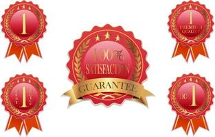 Collection of red badges satisfaction with ribbon vector