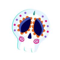 dia de los muertos cráneo esqueleto colorido aislado. otono carnaval dia muerto mexico. calavera de muerte con tatuaje. colorido festivo méxico. vector