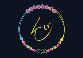 diseño de pulsera de monogramas k, joyería, plantilla de vector de boda