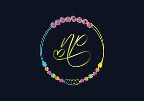 NP Monograms bracelet design, jewelry, wedding vector template